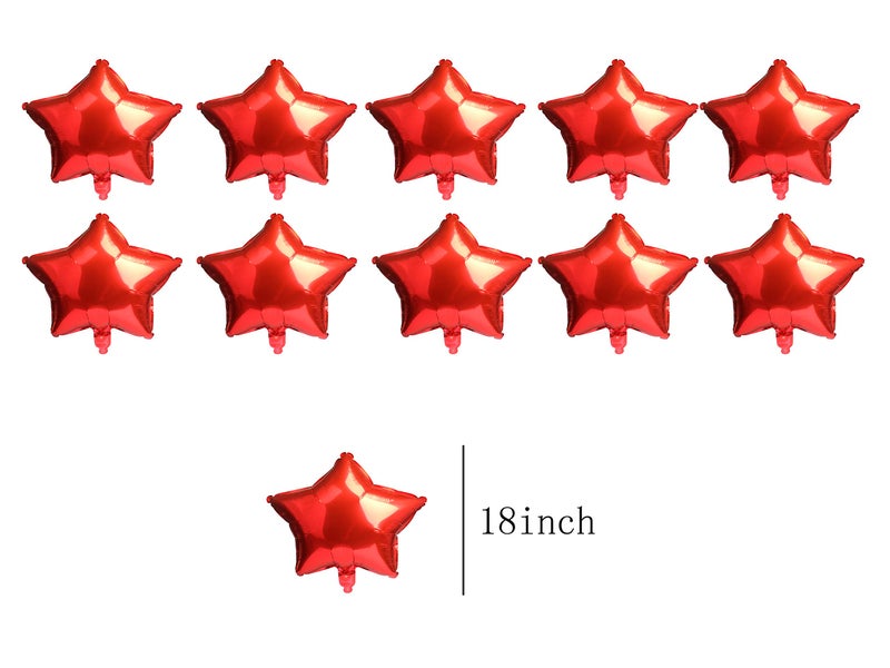 MEETINGU 18 Inch Red Star Balloons, Aluminum Foil Balloon Mylar Balloon for Birthday, Wedding, Baby Shower, Party Decoration,10Pcs - Image 2